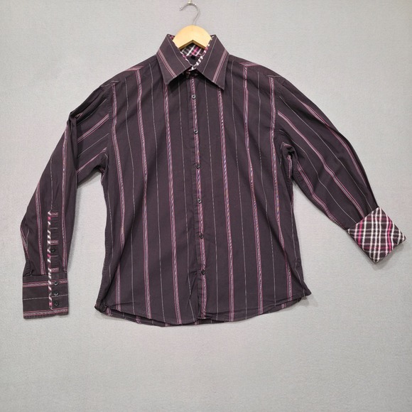 Ben Sherman Men's Striped Long Sleeve Button Up Flip Cuff Shirt Size Medium - Picture 1 of 8